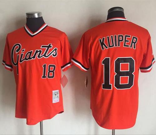 Mitchell And Ness Giants #18 Duane Kuiper Orange Throwback Stitched MLB Jersey - Click Image to Close